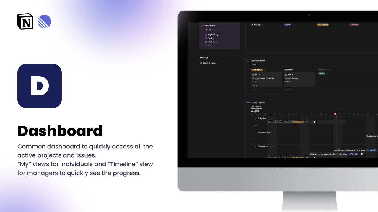 Feature: Dashboard within the Linear in Notion Product Management Template
